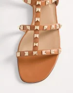 Valentino Rockstud Flat Calfskin Sandal With Straps - Image 3